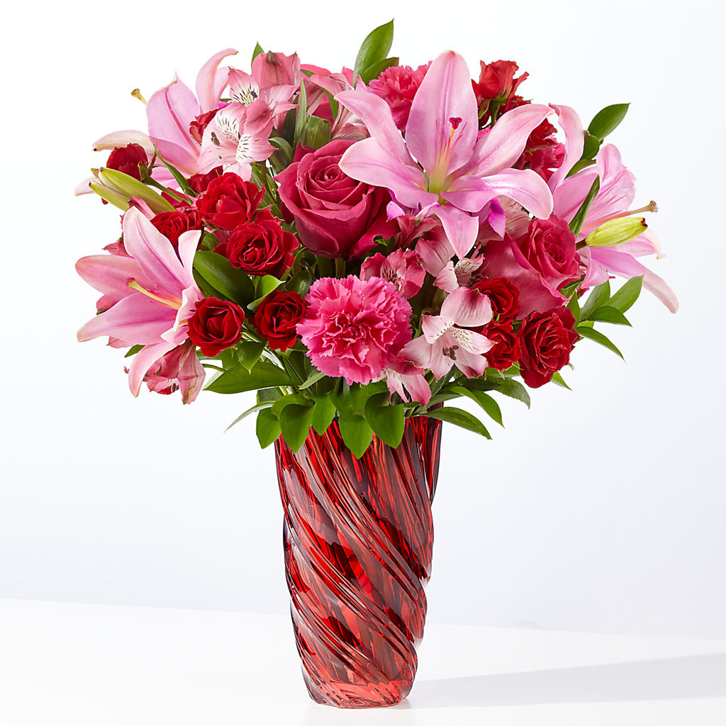 In Love Bouquet with Luxe Swirl Vase – BEN & NEVA'S FLOWERS, Grand Saline TX