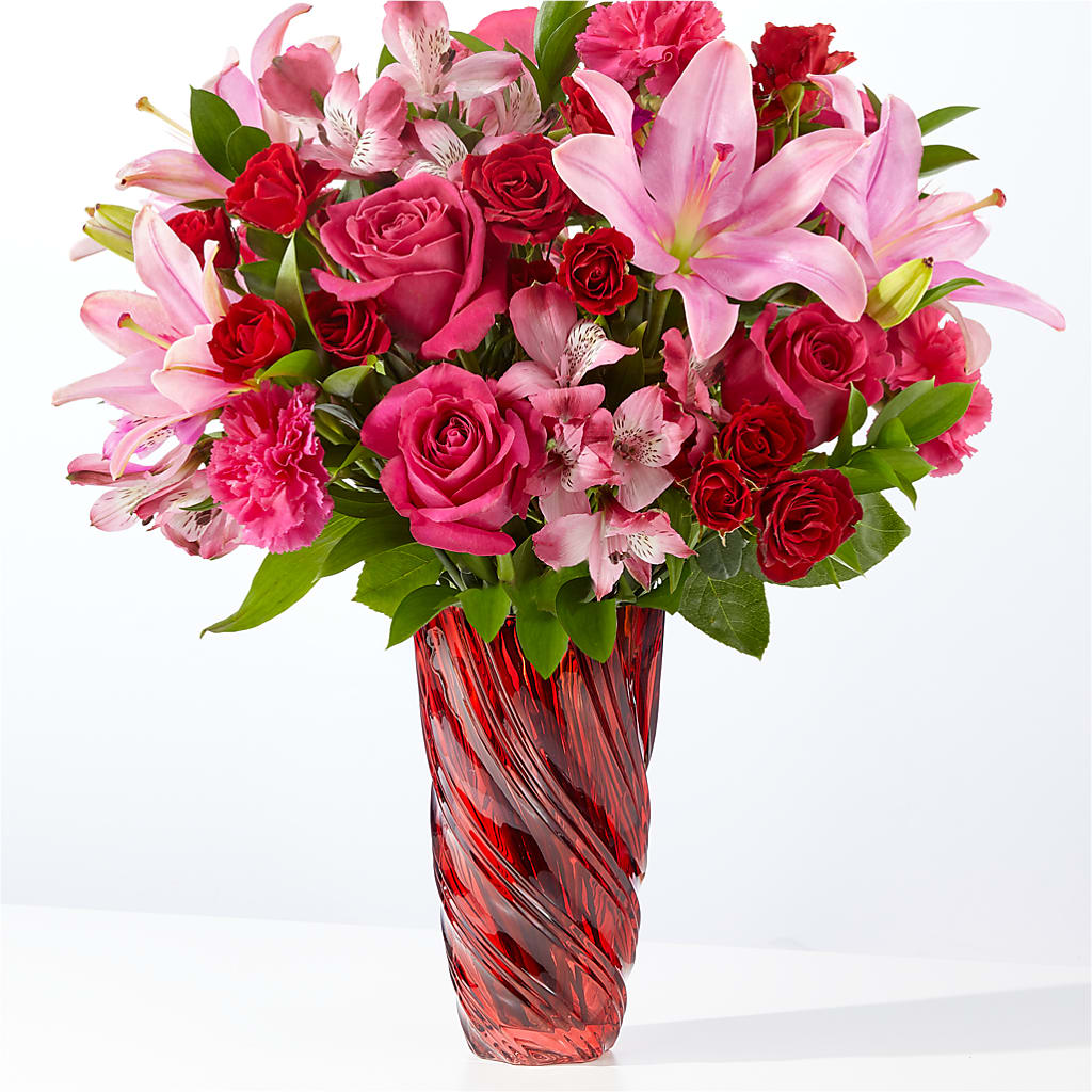 In Love Bouquet with Luxe Swirl Vase – BEN & NEVA'S FLOWERS, Grand Saline TX