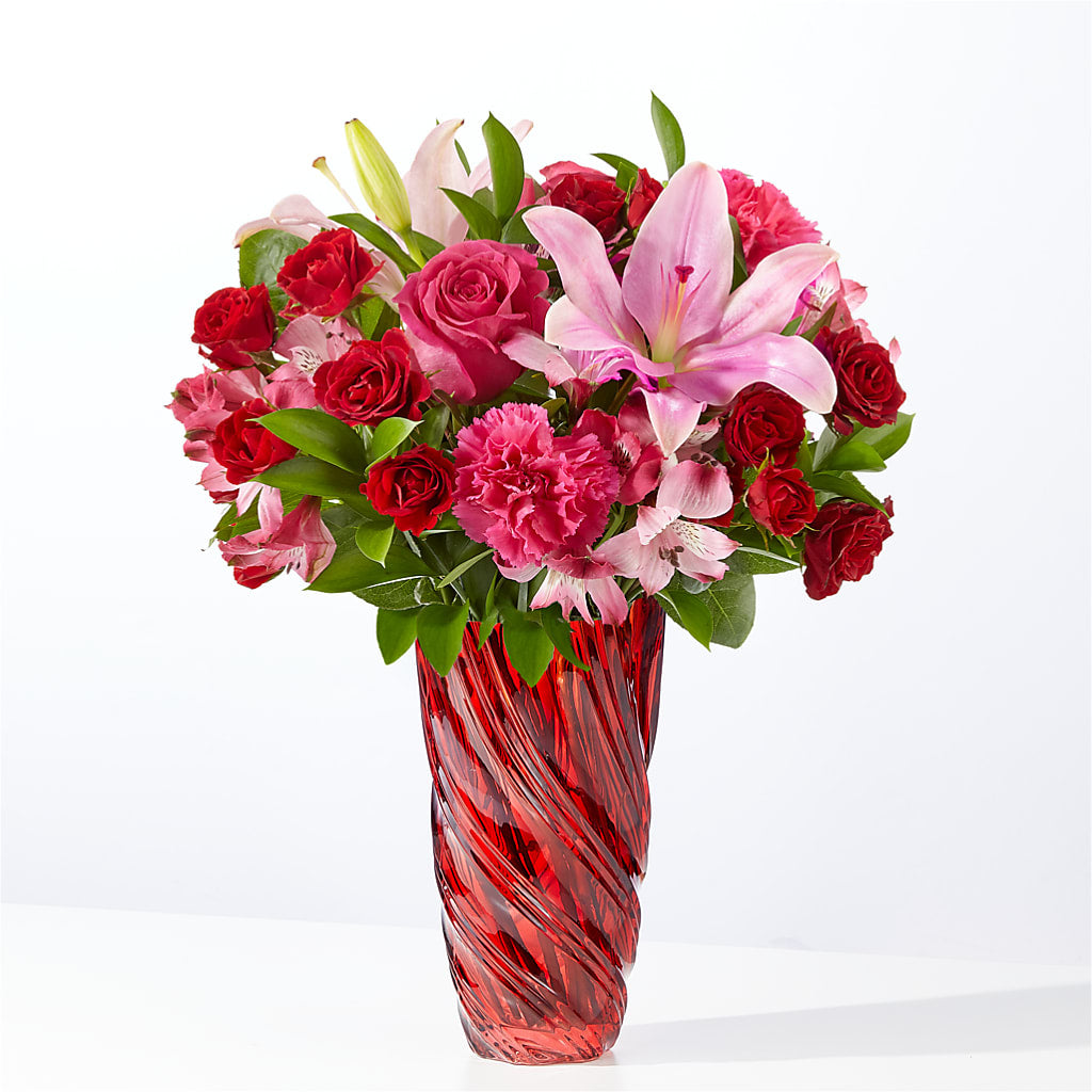 In Love Bouquet with Luxe Swirl Vase – BEN & NEVA'S FLOWERS, Grand Saline TX