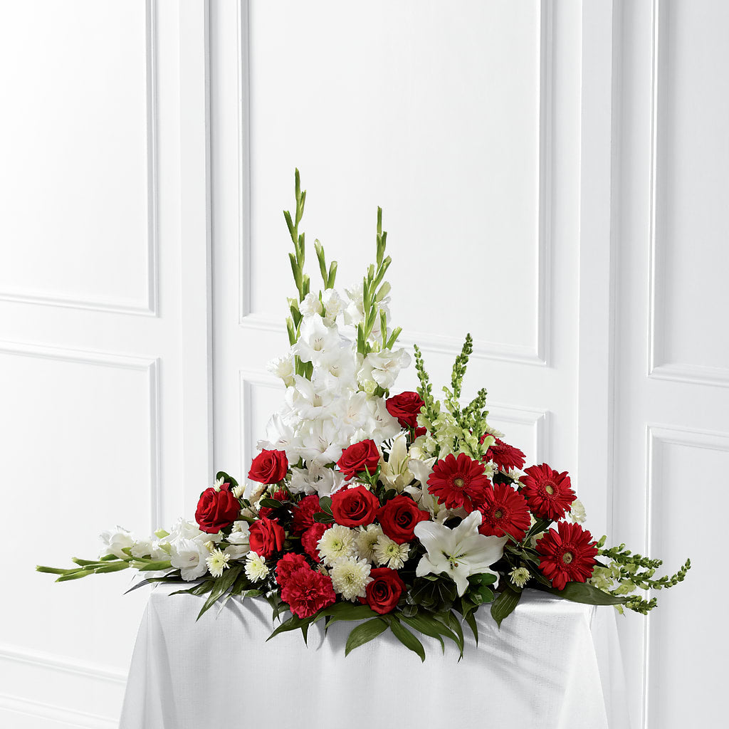 Crimson & White Arrangement – BEN & NEVA'S FLOWERS, Grand Saline TX