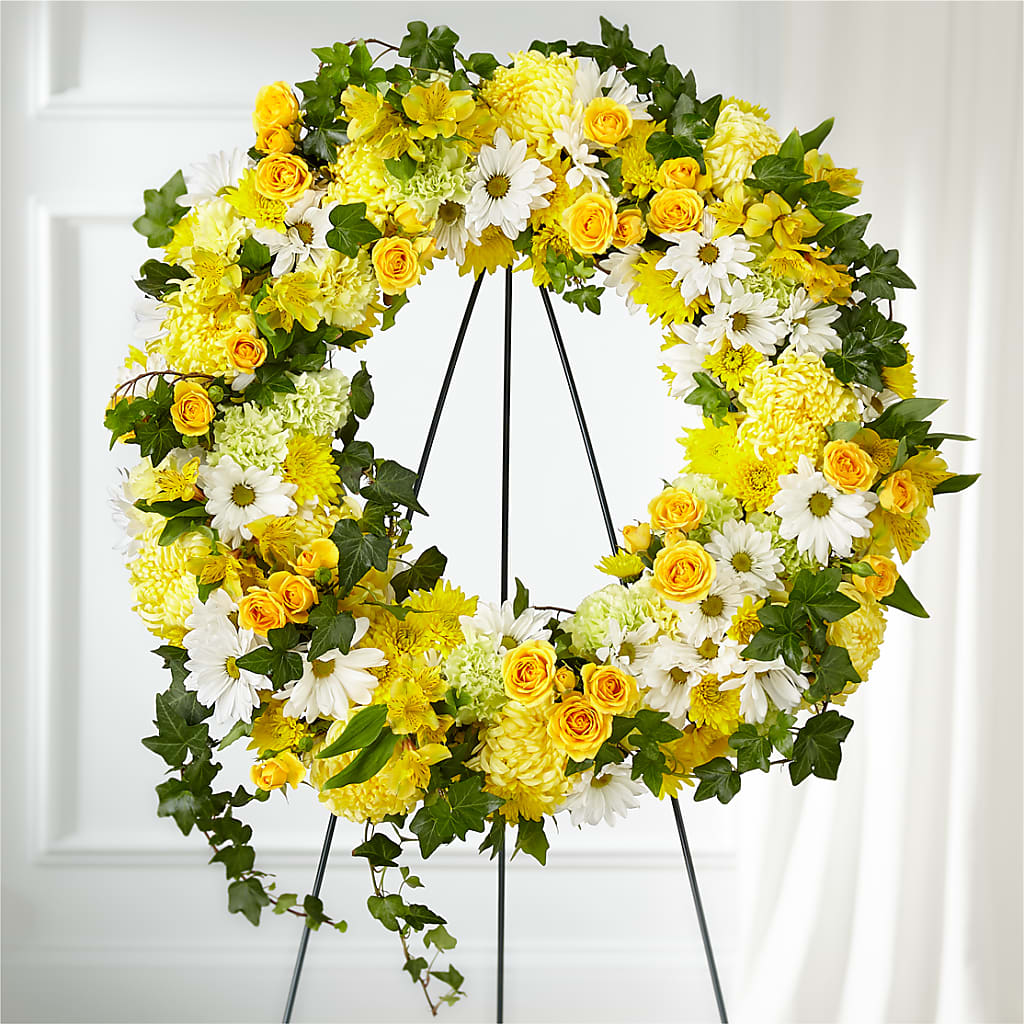 Golden Remembrance Wreath – BEN & NEVA'S FLOWERS, Grand Saline TX