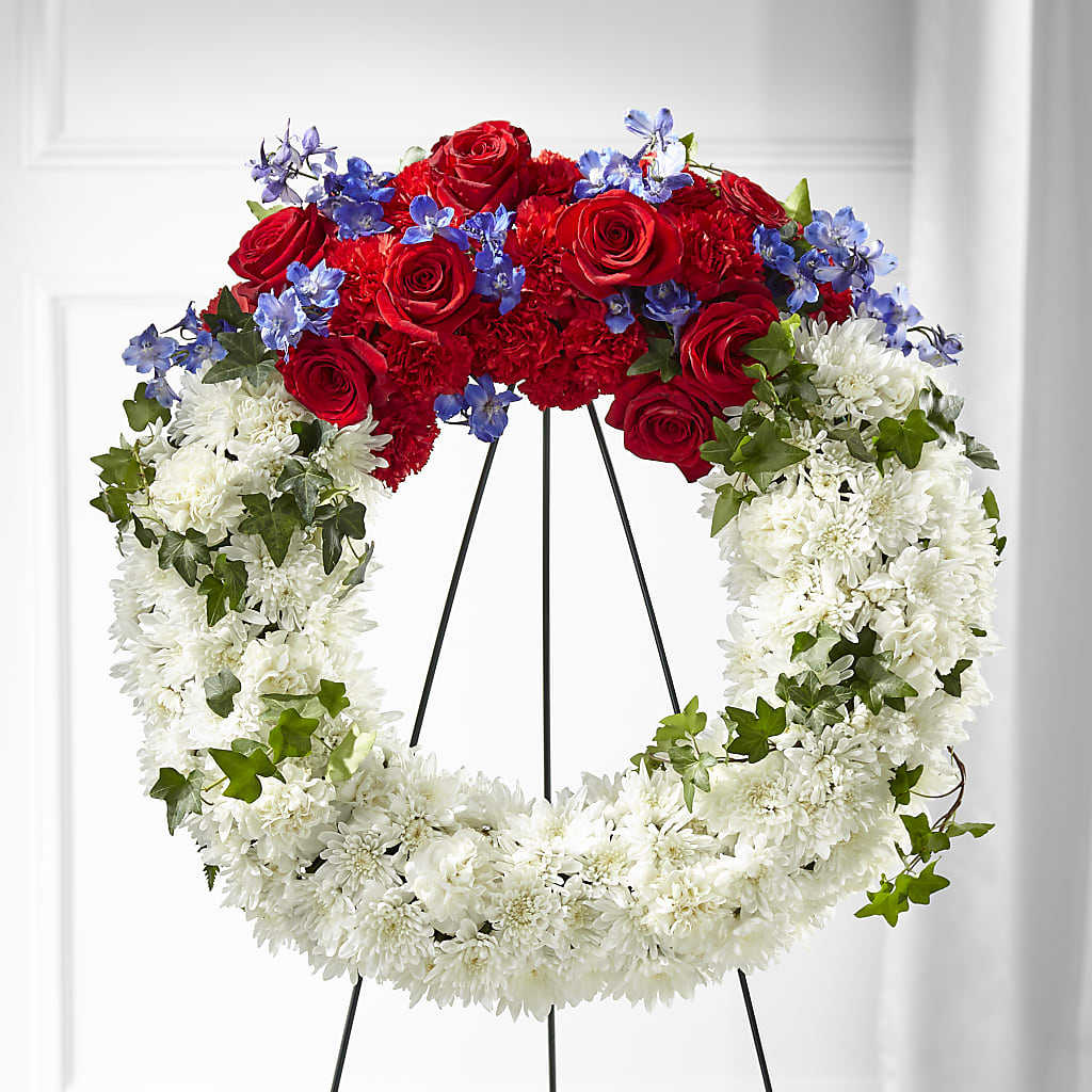 Patriotic Passion Wreath – BEN & NEVA'S FLOWERS, Grand Saline TX