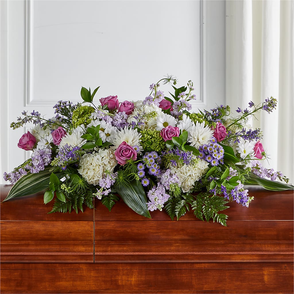 Meadows of Serenity Casket Spray – BEN & NEVA'S FLOWERS, Grand Saline TX