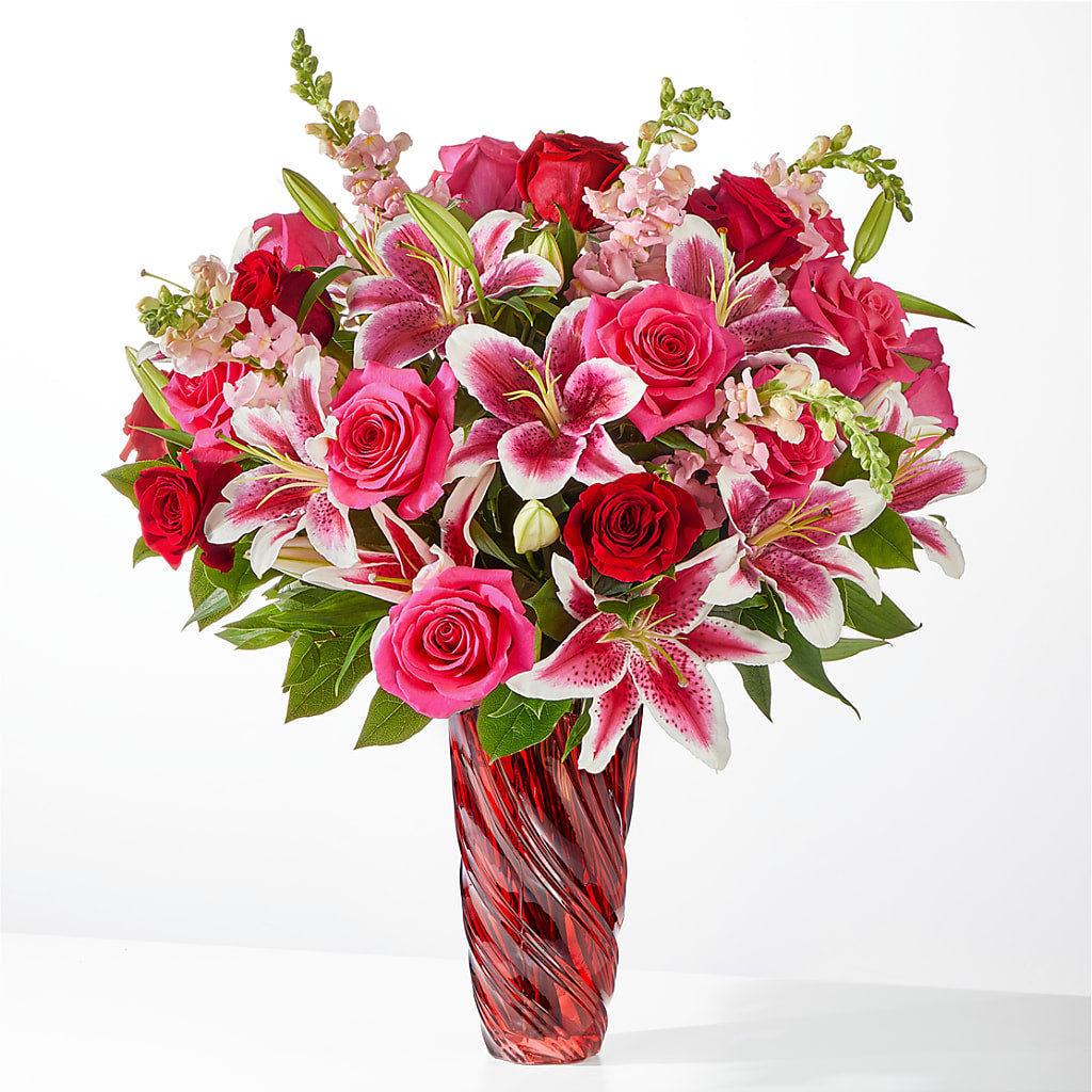 Always You Bouquet with Luxe Swirl Vase – BEN & NEVA'S FLOWERS, Grand Saline TX