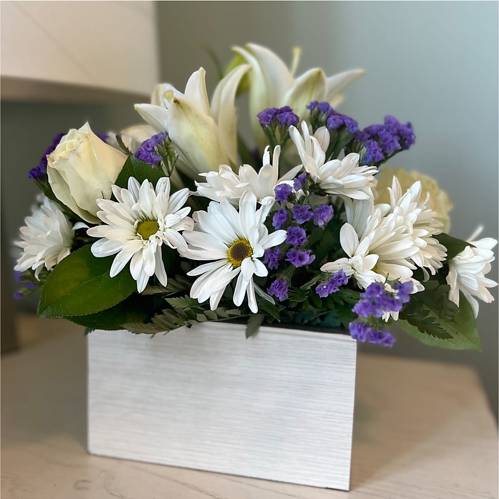 Beyond Blue Box Bouquet – BEN & NEVA'S FLOWERS, Grand Saline TX