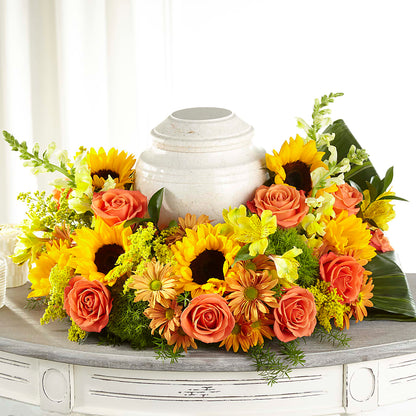Faithful Sunflower Cremation Adornment – BEN & NEVA'S FLOWERS, Grand Saline TX