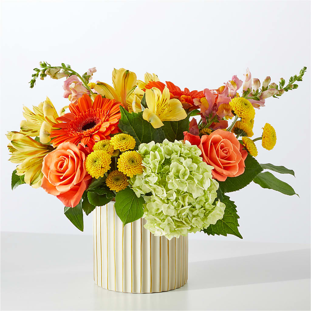 Autumn Sunshine Bouquet with Ivory Vase – BEN & NEVA'S FLOWERS, Grand Saline TX