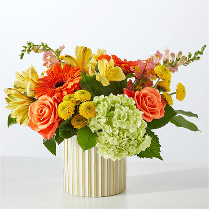 Autumn Sunshine Bouquet with Ivory Vase – BEN & NEVA'S FLOWERS, Grand Saline TX