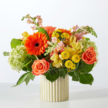 Autumn Sunshine Bouquet with Ivory Vase – BEN & NEVA'S FLOWERS, Grand Saline TX