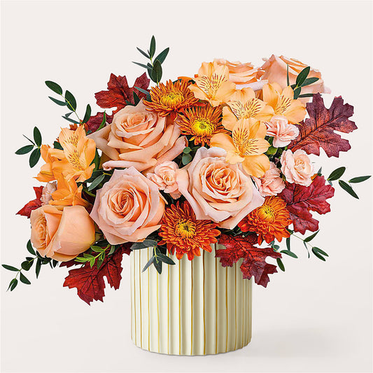 Spiced Latte Bouquet with Ivory Vase – BEN & NEVA'S FLOWERS, Grand Saline TX