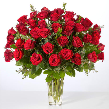 Forever Yours Fifty Stem Red Rose Bouquet – BEN & NEVA'S FLOWERS, Grand Saline TX